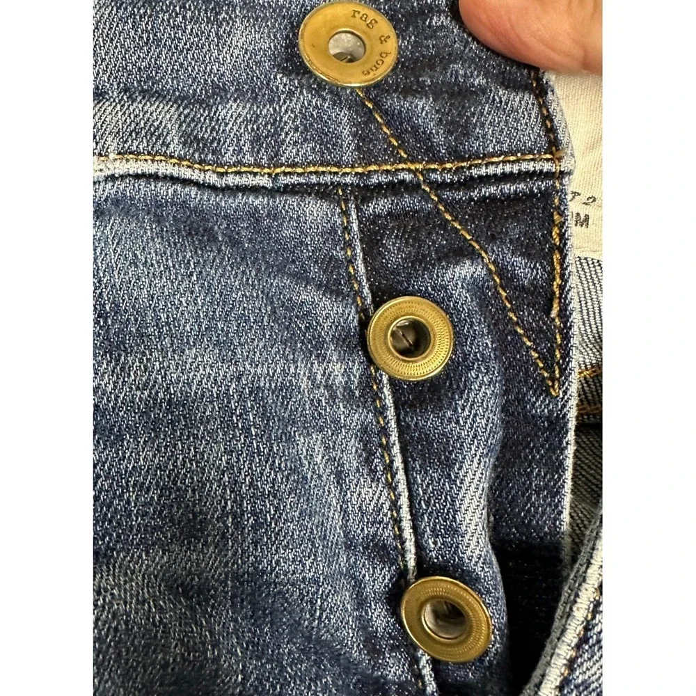 Rag Bone Fit 2 Slim Jeans Mens 32 Blue Tapered Leg Whiskering Button Fly Denim